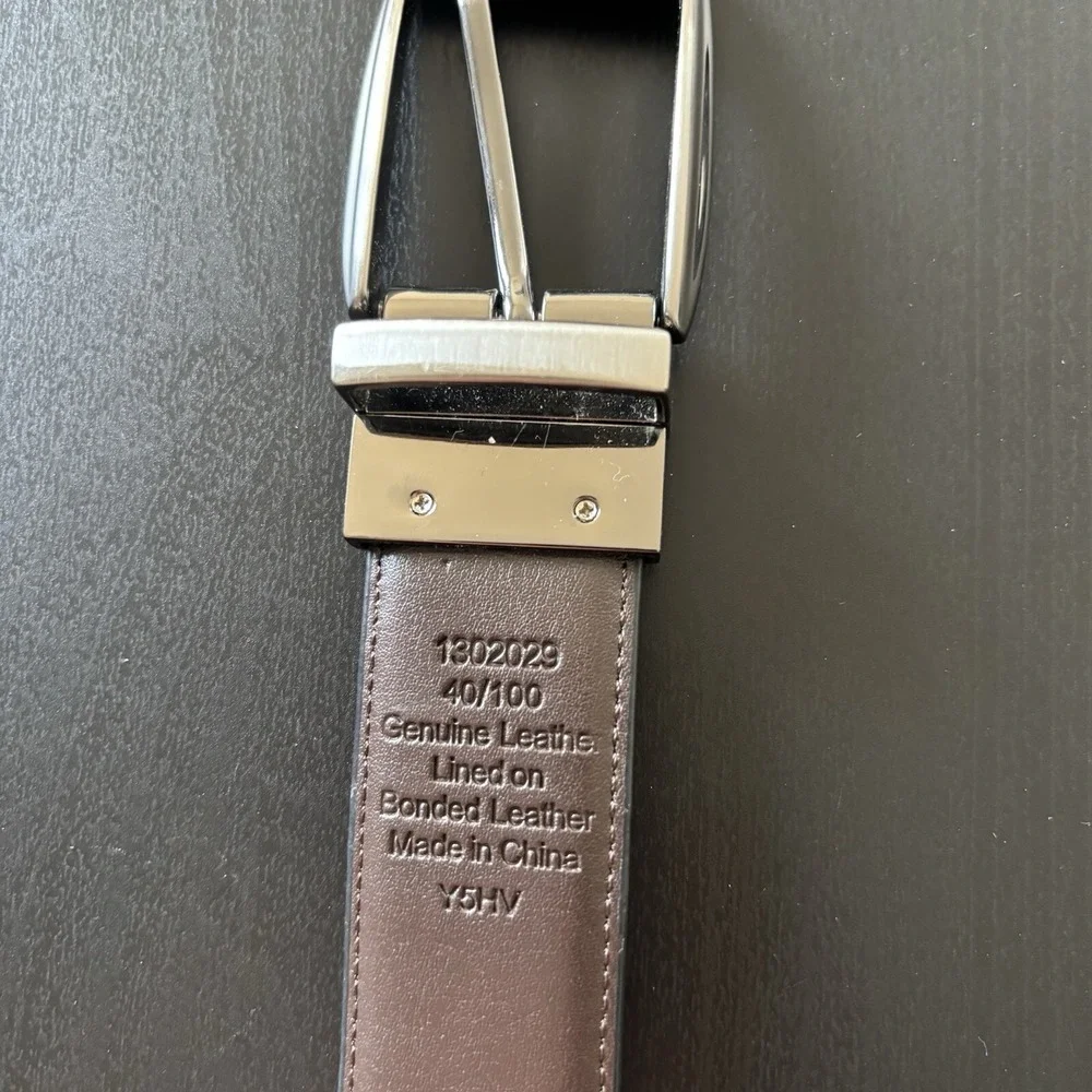 John Henry Leather Dress Belt Reversible‎ Black Brown Size 40 Men's